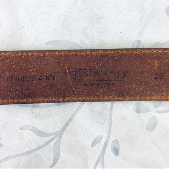 Lands\' End Brown Leather Belt with leather wrapping Buckle main image 6